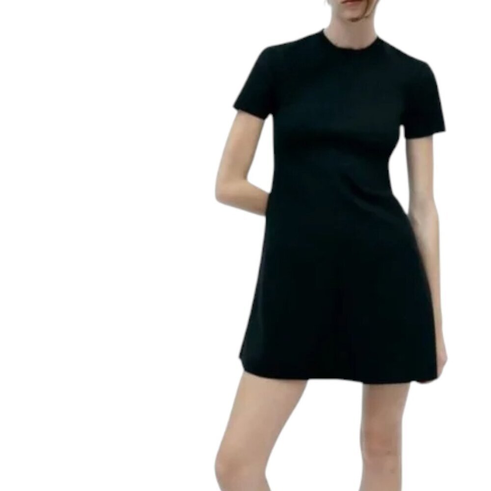 Zara Trafaluc Black Short Sleeve Shift Dress